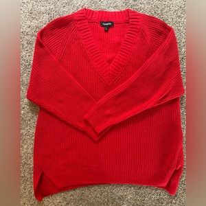 Express oversized V-neck Sweater - XS red